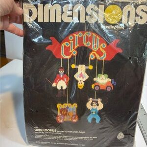 Dimensions vintage sealed  "Circus Mobile" needlepoint kit (No. 2154)